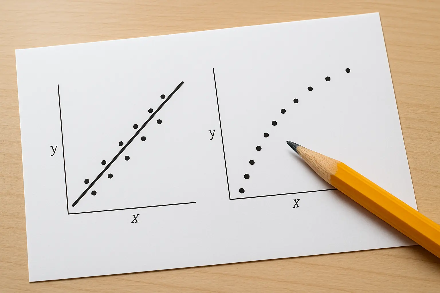 Two diagnostic plots compared, one following the reference line and one departing from it