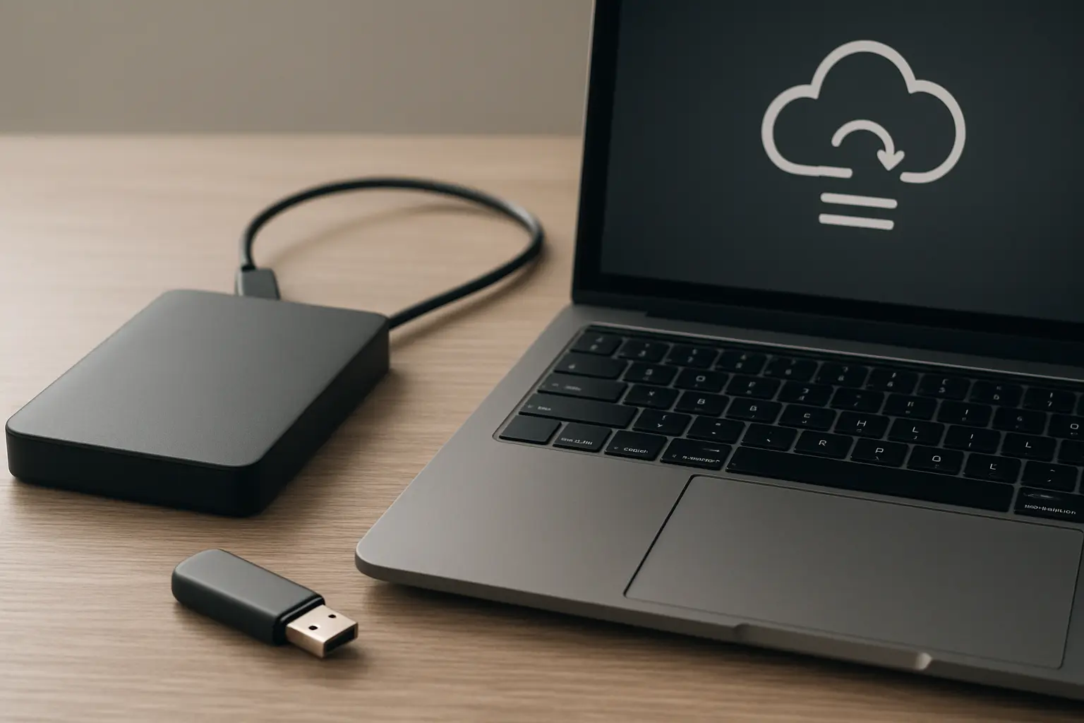 Cloud sync, an external drive and a USB stick as three separate copies of a dissertation