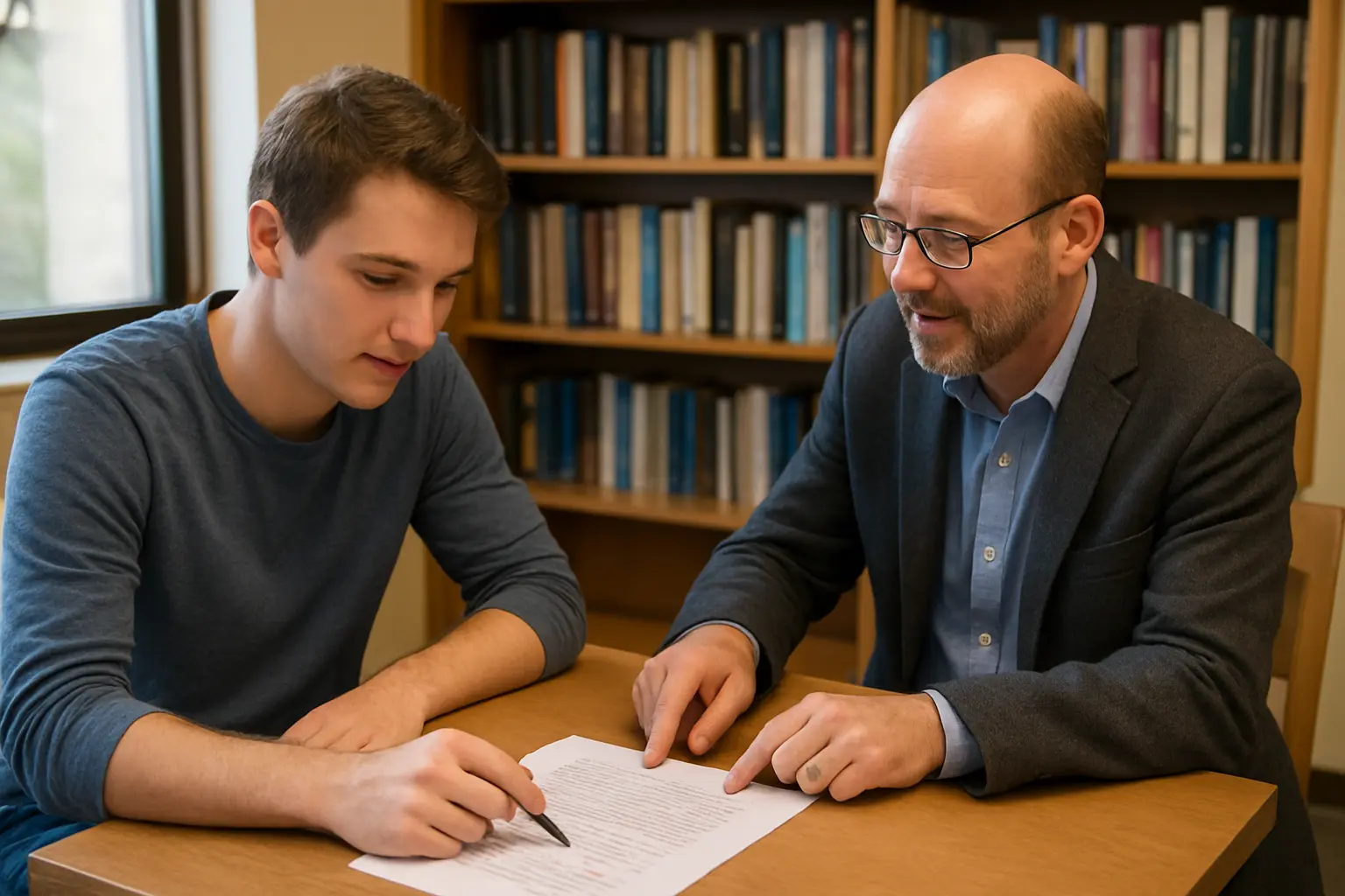 A supervision meeting discussing a draft the student can explain and defend