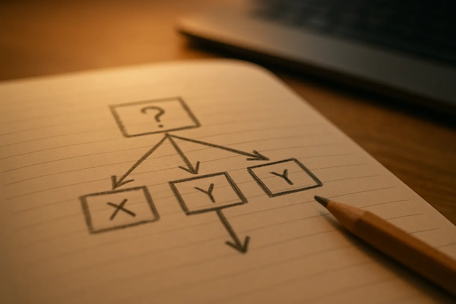A hand-drawn decision tree for selecting a statistical test in a psychology dissertation