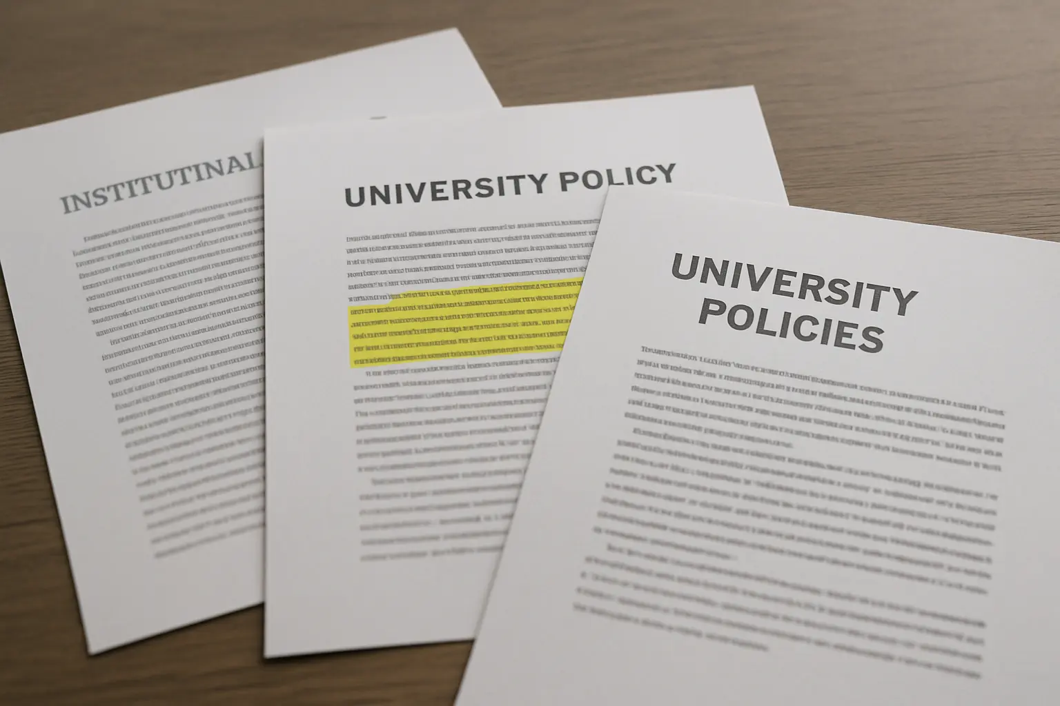 Three different UK university proofreading policies laid out side by side