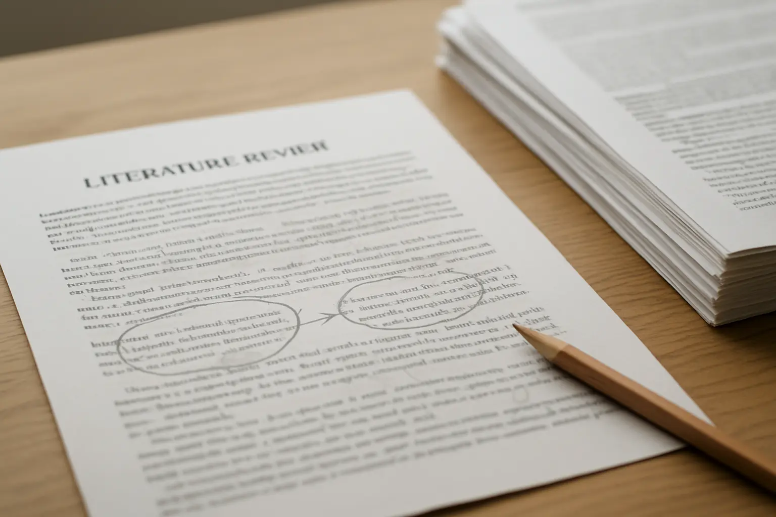 A literature review page being corrected where a general claim and a specific study need different tenses