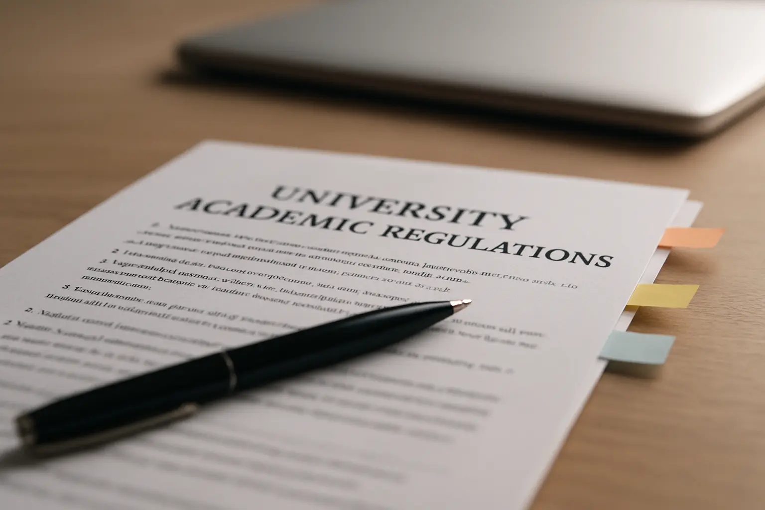 A university's own academic regulations, the only authoritative source for its procedures