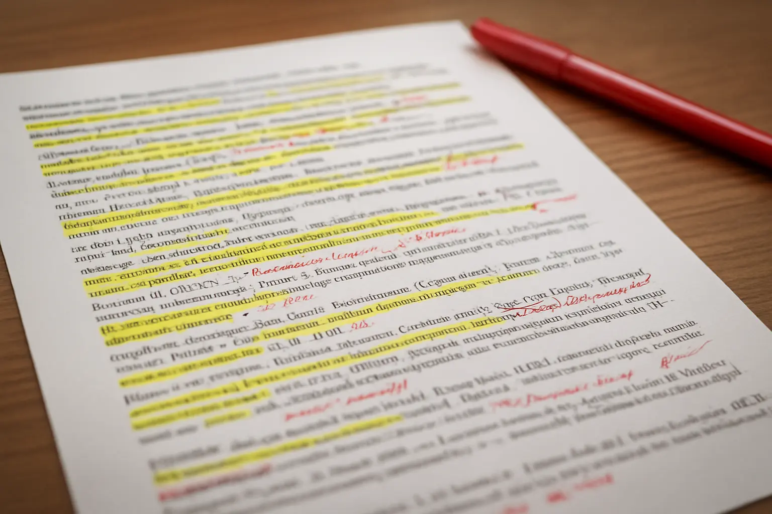 A reference list marked up with corrections before submission
