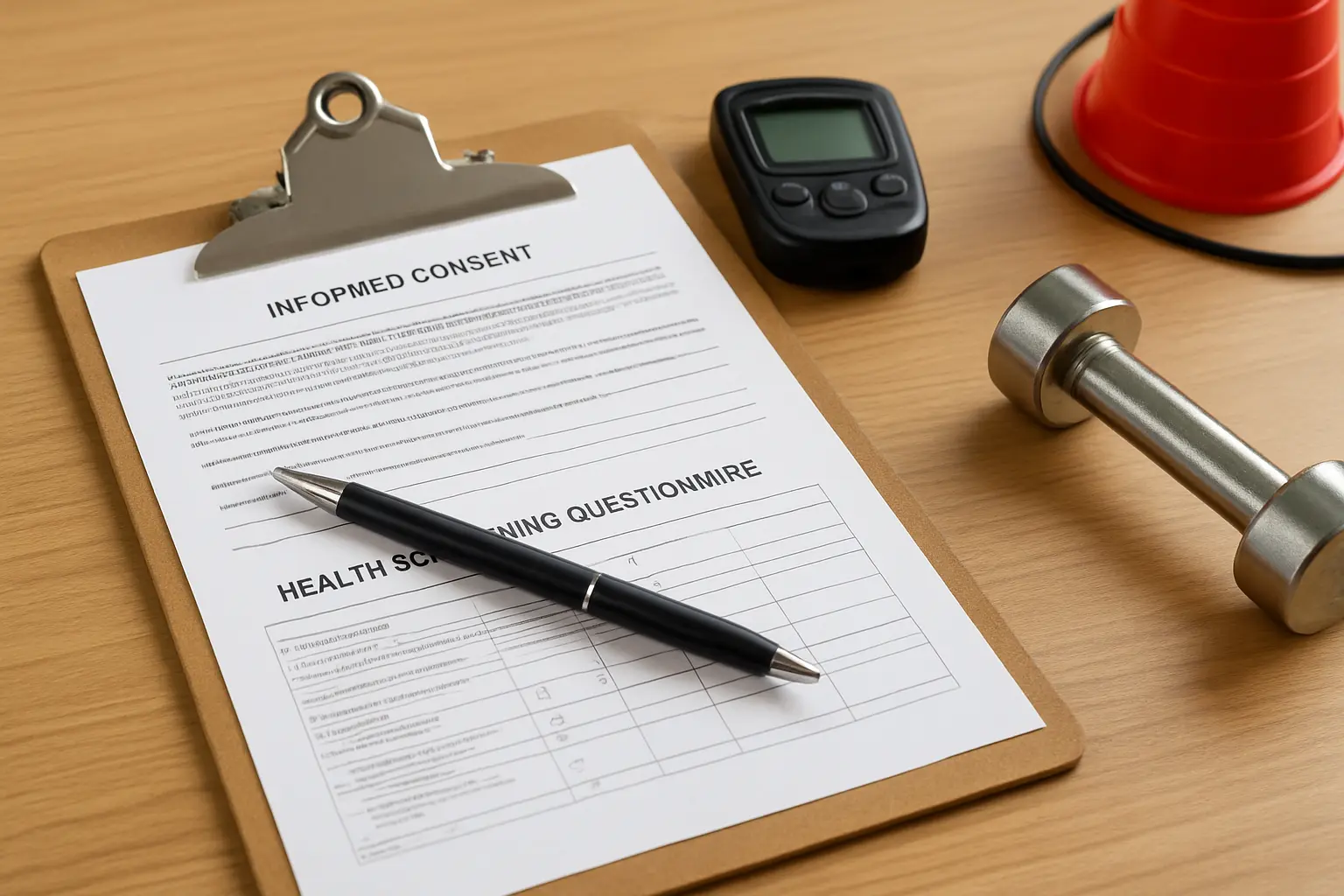 Consent form and health screening questionnaire for sports science dissertation testing