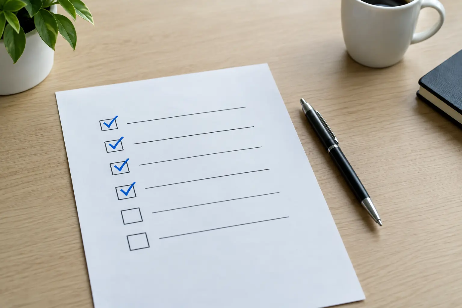 A checklist symbolising the steps for disclosing AI use in a dissertation