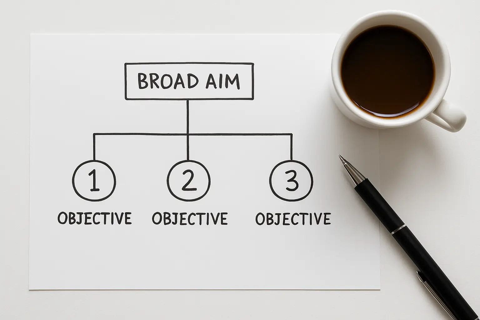 A worked example of aims and objectives mapped to dissertation chapters