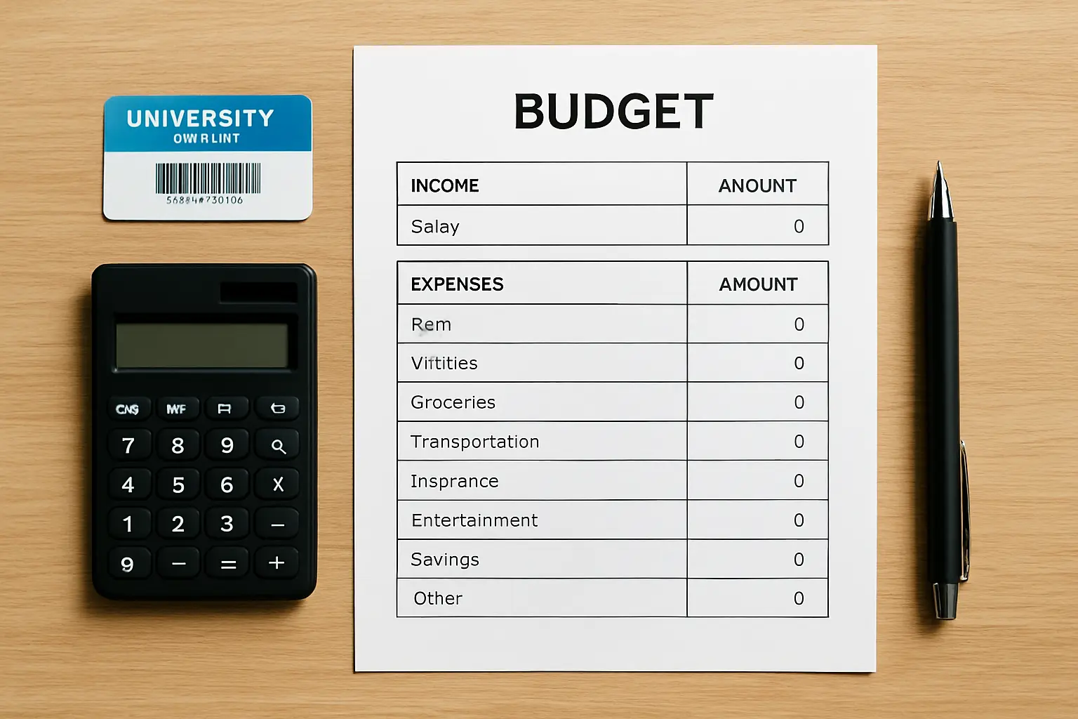 A simple budget table for a literature-based nursing dissertation with mostly free line items