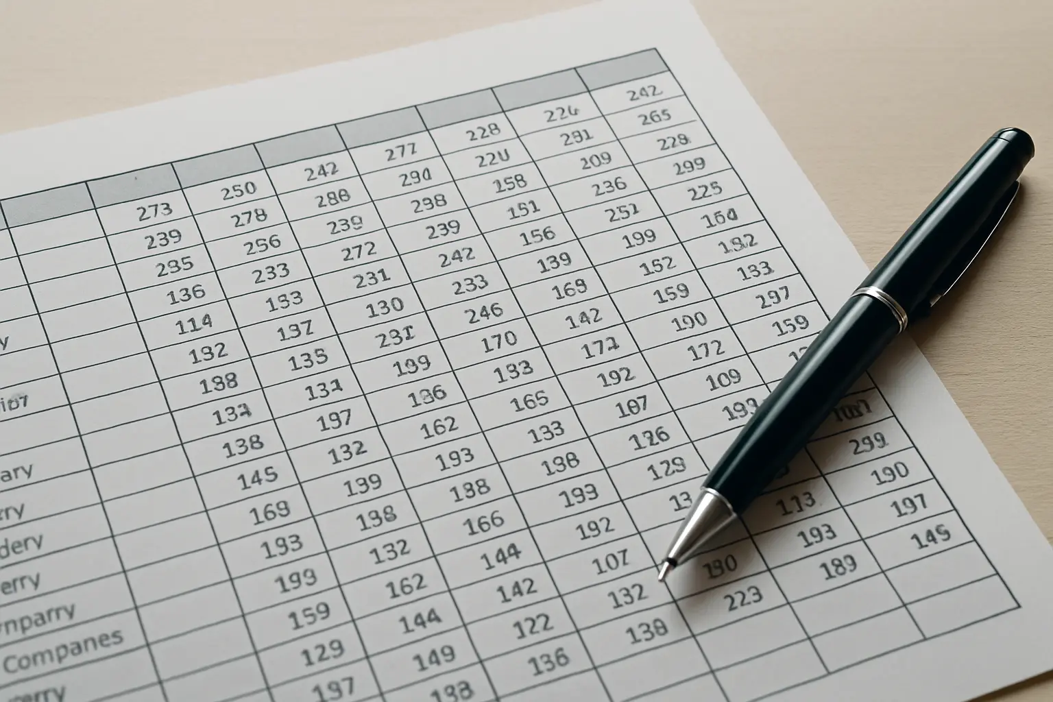 A panel data table showing company-years as the unit of analysis for an accounting dissertation