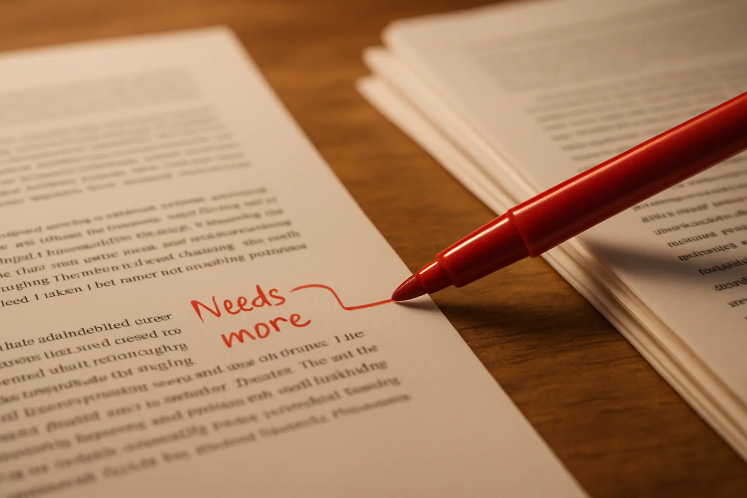 Marker annotating a dissertation chapter where interpretation has crept into the results
