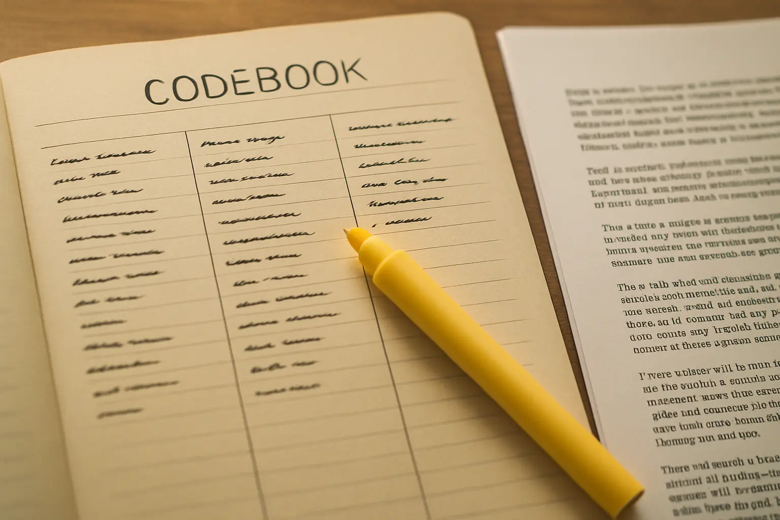 A codebook with definitions and examples of what does and does not count as each code