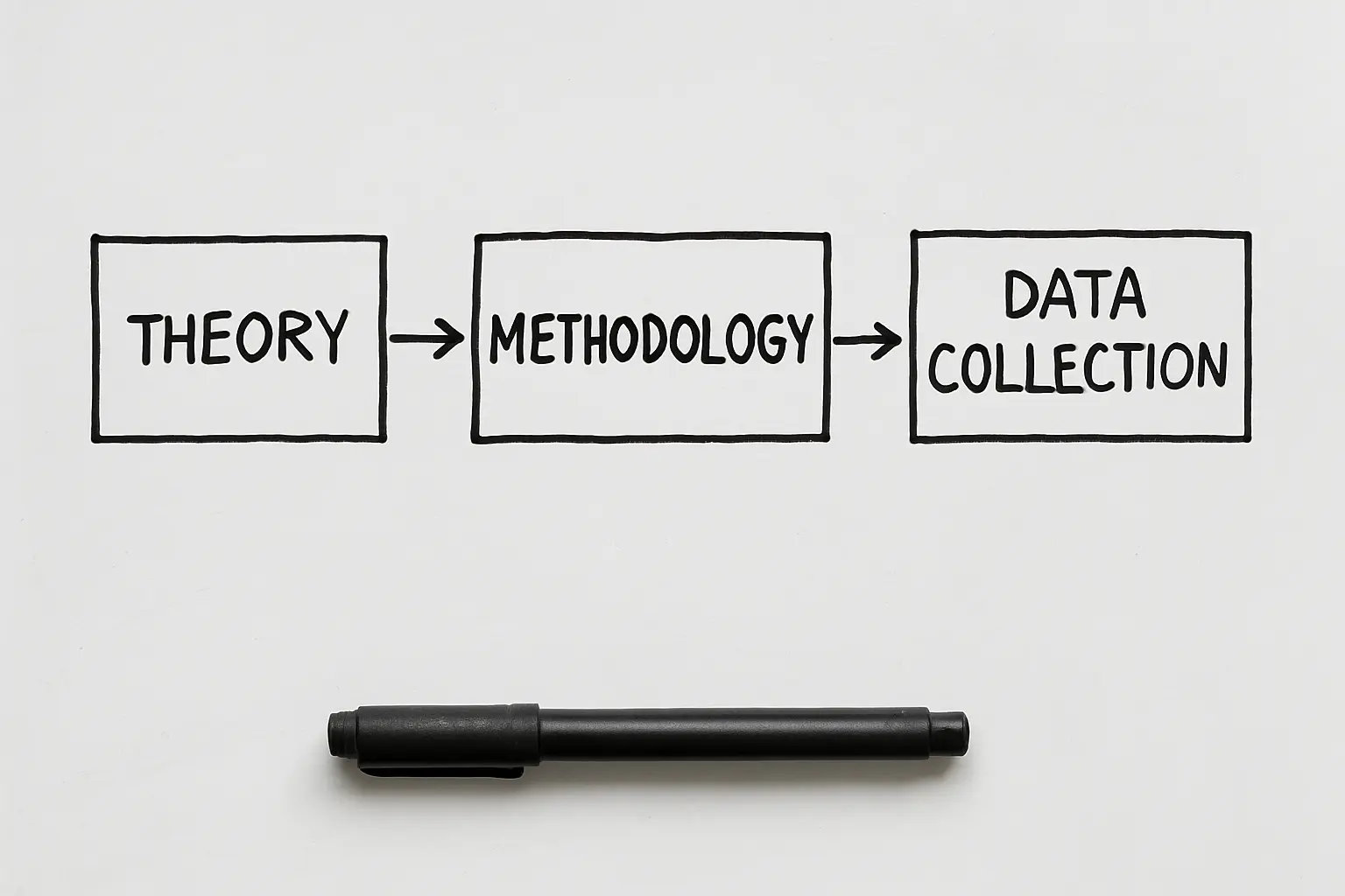 A business student mapping a research proposal structure with theory and methodology sections