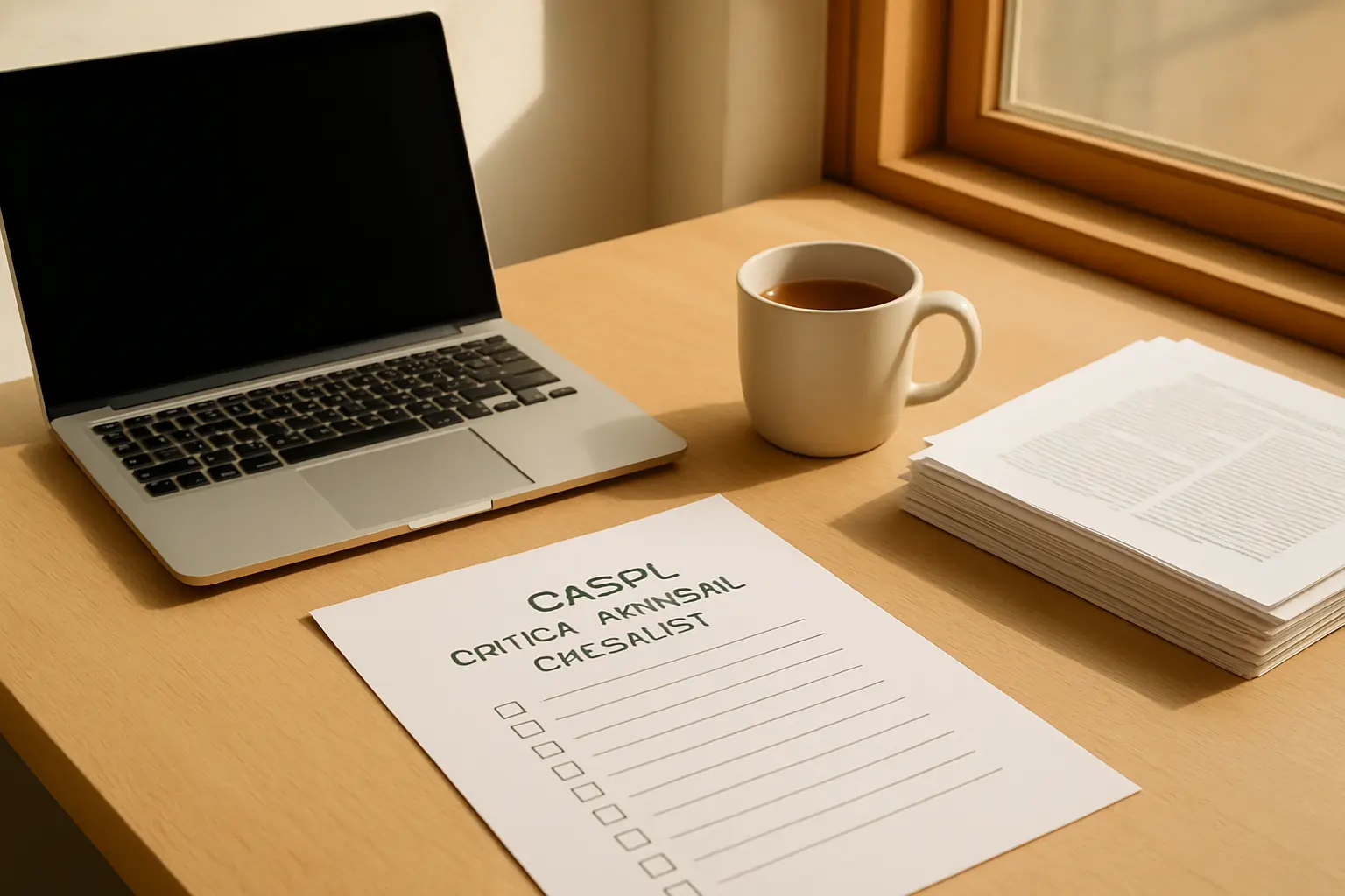 A quality-appraisal checklist and journal articles used to synthesise a nursing dissertation's findings
