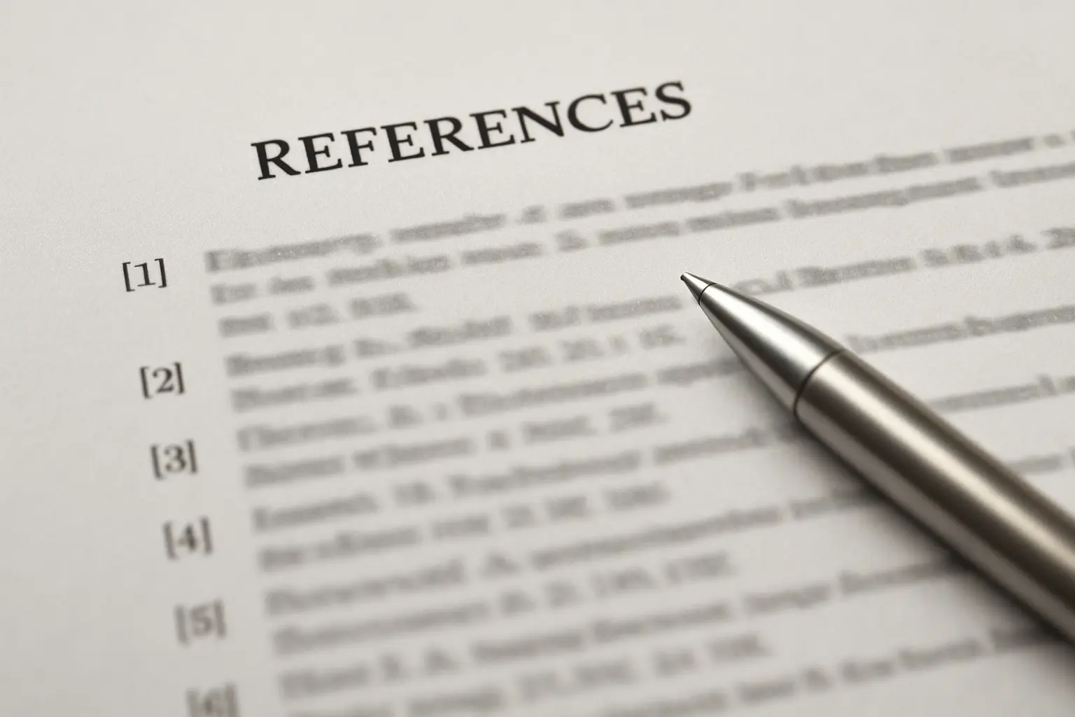 Printed reference list with numbered citation style used in engineering dissertations
