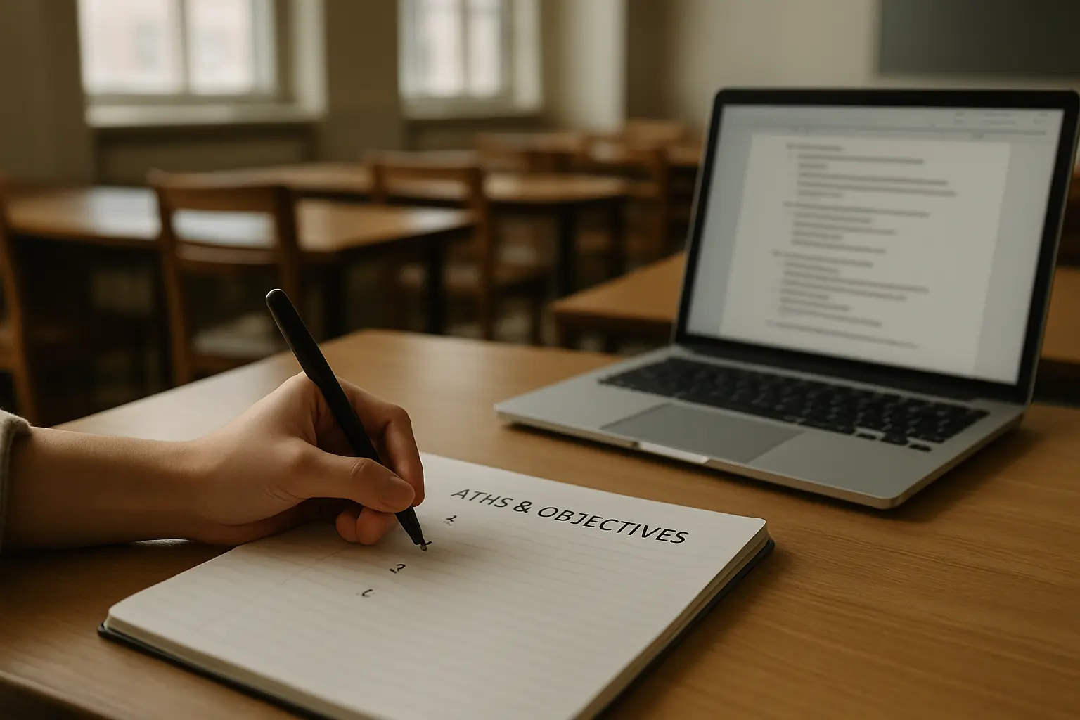 Student drafting the aim, objectives and research questions for a dissertation introduction