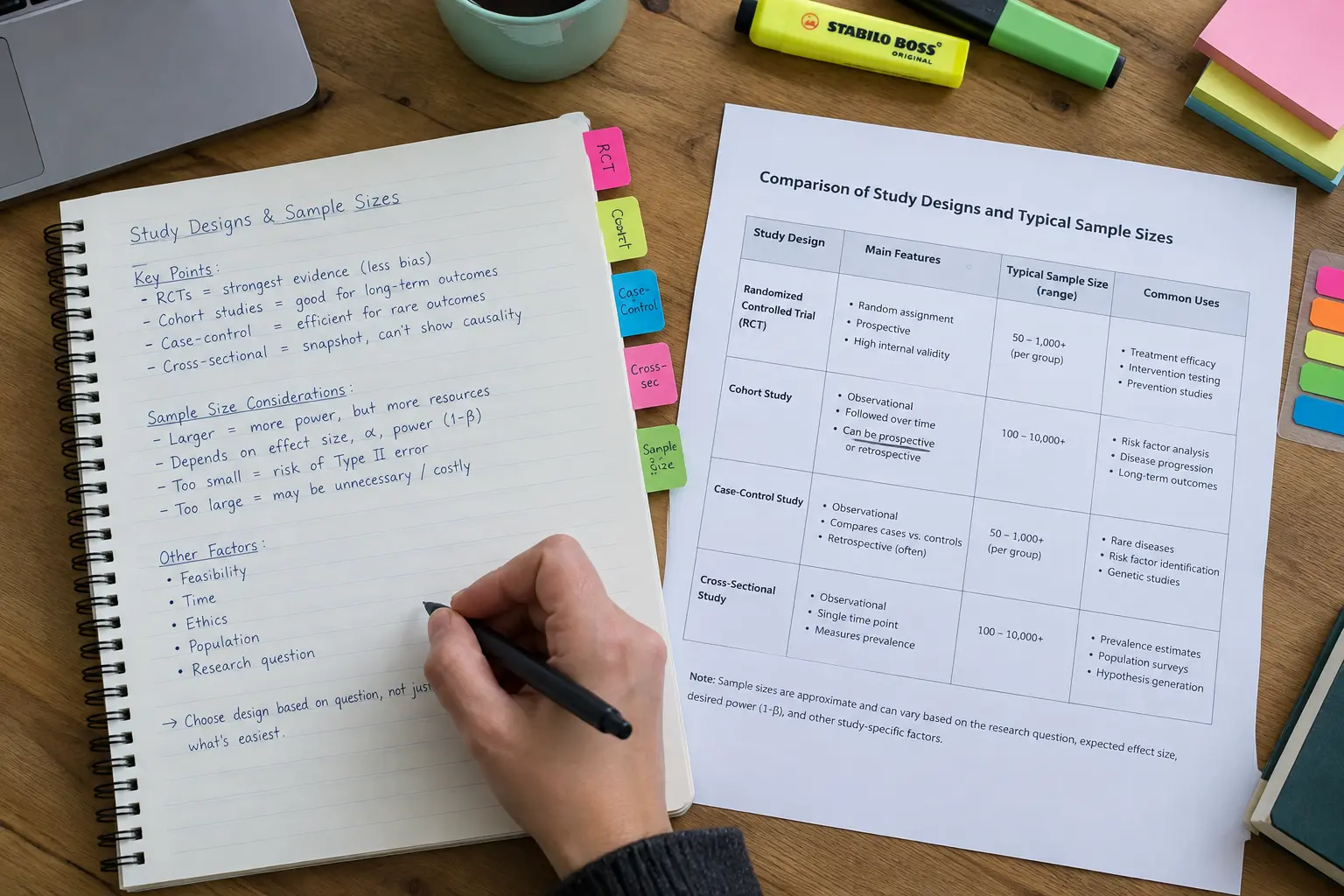 Notes appraising study design and quality of literature sources for a dissertation