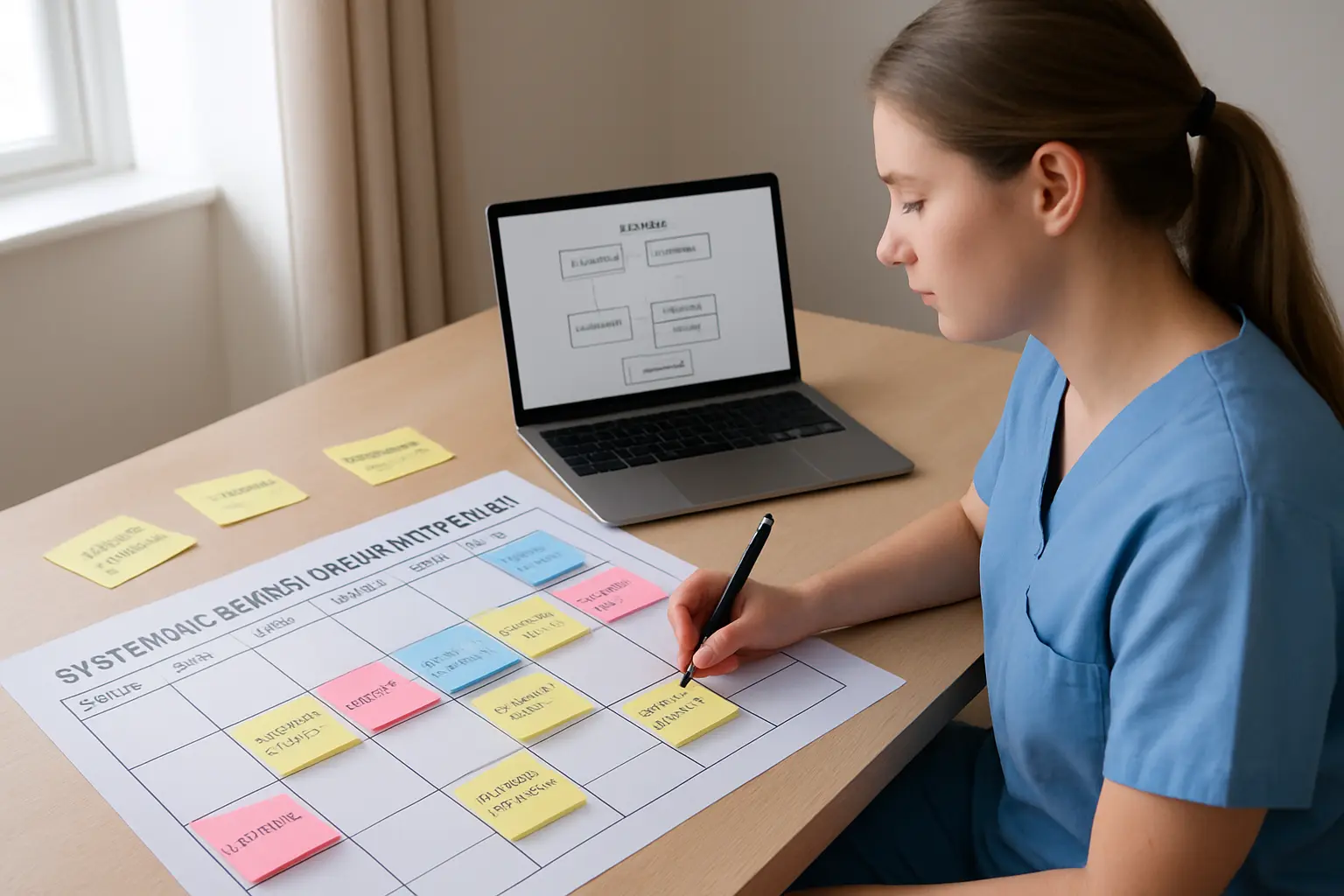 A nursing student planning a dissertation timeline around a systematic review structure